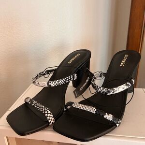 Express Snakeskin Black Heels